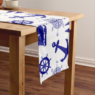 Nautical Navy Blue Pattern Medium Table Runner