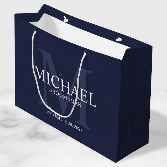 Nautical Navy Blue Personalised Groomsmen Large Gift Bag (Creator Uploaded)