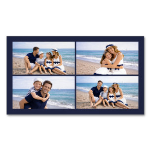 Nautical Navy Blue Personalized Family Photo Magnetic Business Card