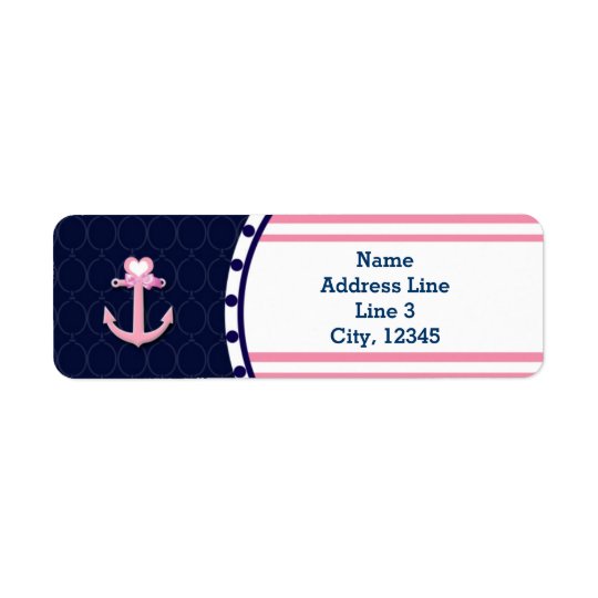 Nautical Navy Blue Pink Baby Shower Girl Labels