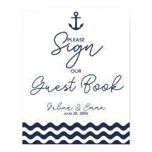 Nautical Navy blue Please sign guest book print