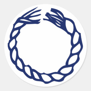 Nautical navy blue rope blank spice jar classic round sticker