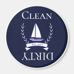 Nautical Navy Blue Sailboat Coastal Monogrammed Magnet