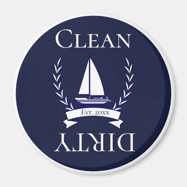 Nautical Navy Blue Sailboat Coastal Monogrammed    Magnet (Front)