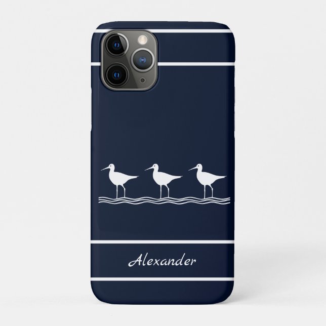 Nautical Navy Blue Sandpipers Birds  Case-Mate iPhone Case (Back)