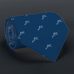 Nautical Navy Blue Script Pattern Monogram Tie<br><div class="desc">Navy Blue White Monogram Initials Pattern neck tie

Visit our shop for a variety of colours and patterns.</div>