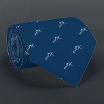 Nautical Navy Blue Script Pattern Monogram Tie<br><div class="desc">Navy Blue White Monogram Initials Pattern neck tie

Visit our shop for a variety of colours and patterns.</div>