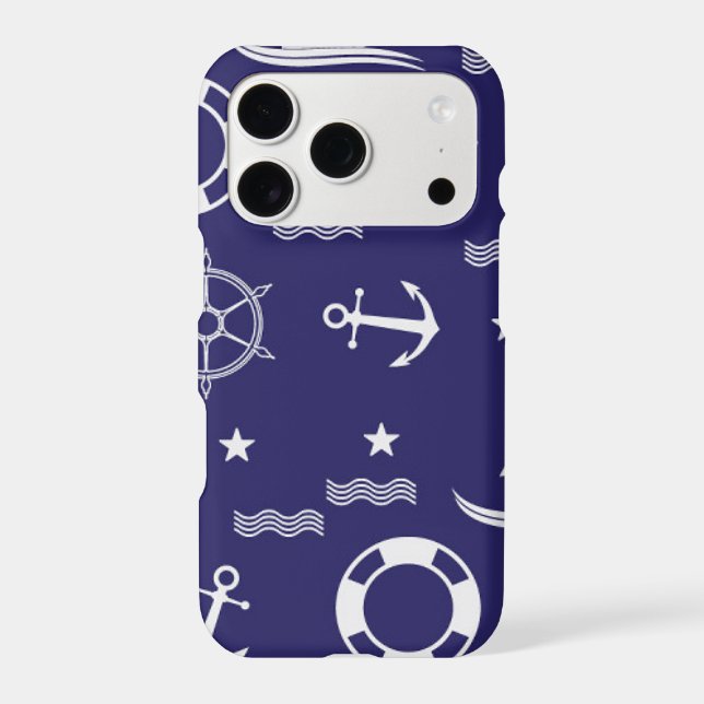 Nautical Navy Blue Seamless Patterns Background (Back)