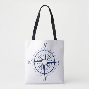 Nautical navy blue ship compass , bag purse
