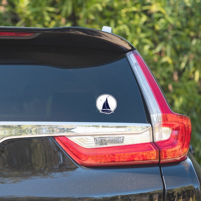 Nautical navy blue silhouette sailboat/sailing (Car Side)