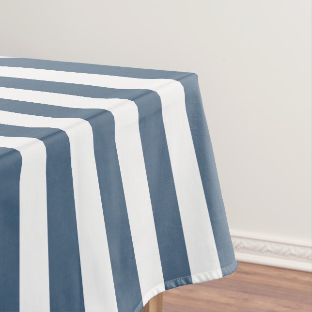 Nautical navy blue stripes Baby shower  Tablecloth (In Situ)