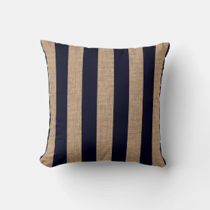 Nautical Navy Blue Stripes Design, Sailing Theme,  Cushion