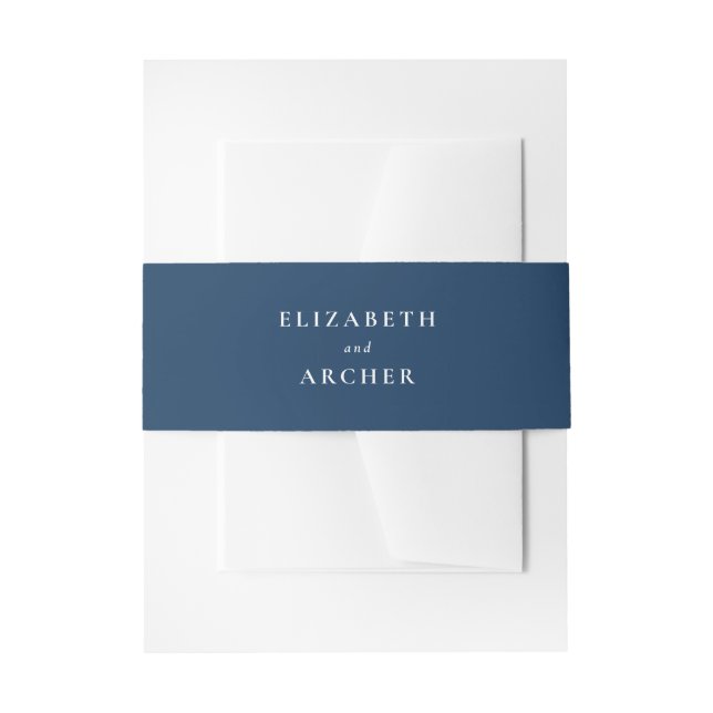 Nautical Navy Blue Two Name Wedding Invitation Belly Band (Front Example)