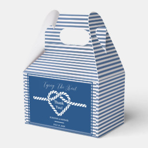 Nautical Navy Blue Tying Knot Stripes Wedding Favour Box