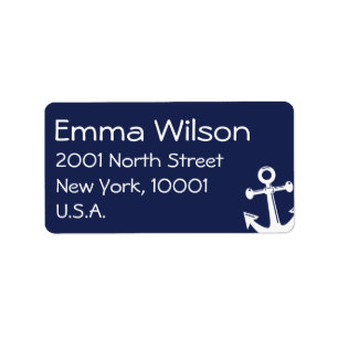 Nautical Navy Blue Wedding Address Labels