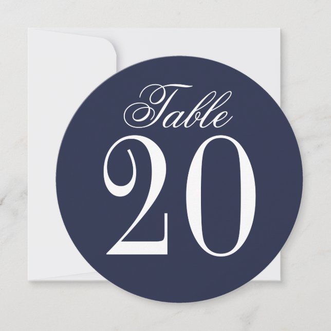 Nautical Navy Blue Wedding Circle Table Number (Front)