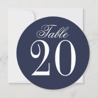 Nautical Navy Blue Wedding Circle Table Number