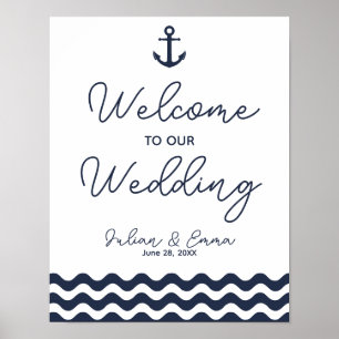Nautical Navy Blue Welcome to our wedding print