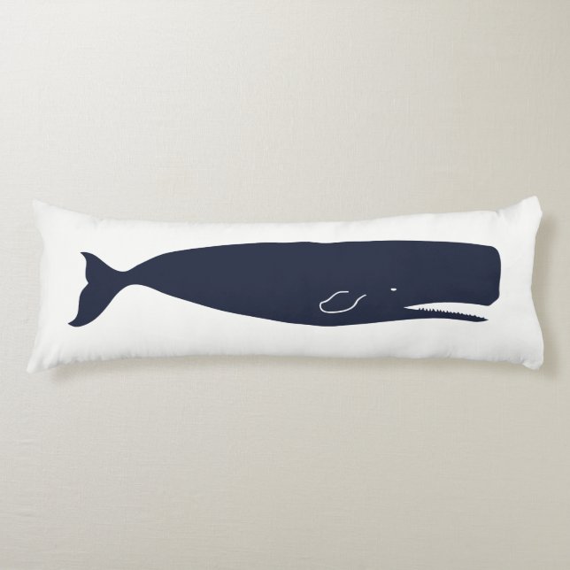 Nautical Navy Blue Whale & White Body Cushion (Front)
