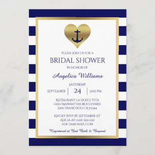 Nautical Navy Blue/White Bridal Shower Invitations