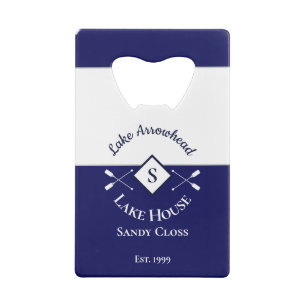 Nautical Navy Blue White Monogram Lake House