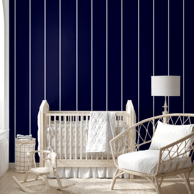 Nautical Navy Blue White Pin Stripes Minimal Wallpaper (Kids)