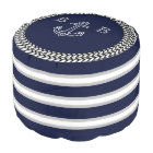 Nautical Navy Blue White Stripe Anchor Monogram