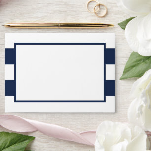 Nautical Navy Blue & White Stripe Beach Envelope