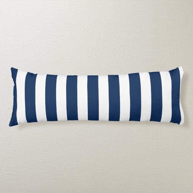 Nautical Navy Blue & White Striped  Body Cushion (Front)