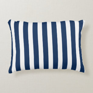 Nautical Navy Blue & White Striped Decorative Cushion