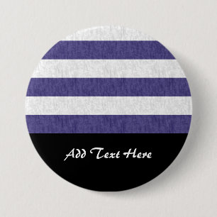 Nautical Navy Blue White Stripes 7.5 Cm Round Badge