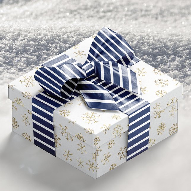 Nautical Navy Blue White Stripes Ribbon Satin Ribbon (Nautical Navy Blue White Stripes Ribbon)