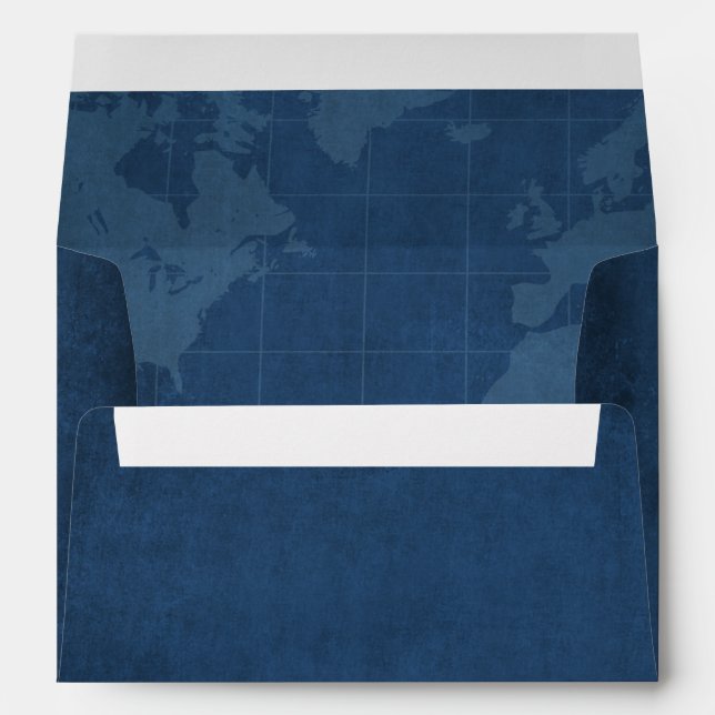 Nautical Navy Blue & White Vintage Compass Wedding Envelope (Back (Bottom))