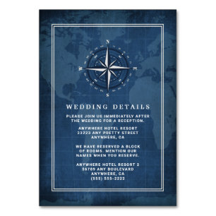 Nautical Navy Blue & White Wedding Enclosure Cards