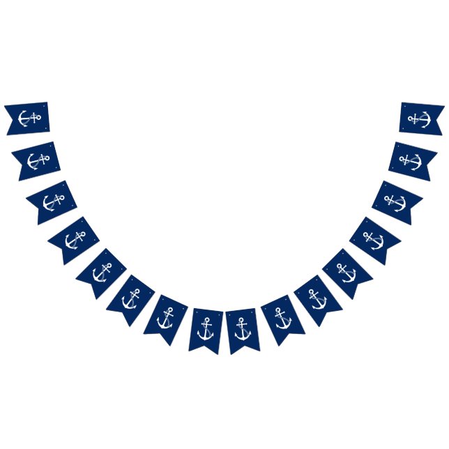 Nautical Navy Blue with White Anchor Bunting (All)