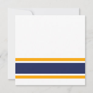Nautical Navy Blue Yellow Racing Stripes On White