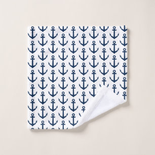 Nautical navy boat anchor pattern wash cloths etc