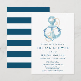 Nautical Navy Bridal Shower Invitation Card
