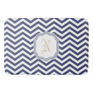 Nautical Navy Chevron Monogramed Bath Mat