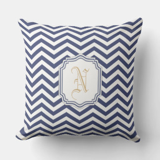 Nautical Navy Chevron Monogramed Cushion