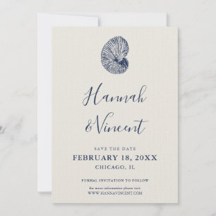 Nautical Navy Conch Save the Date Card