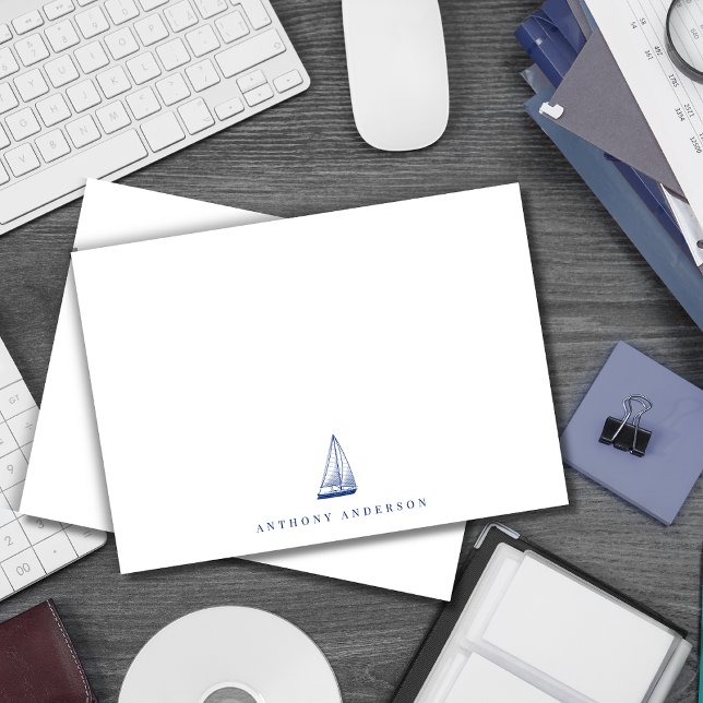 Nautical Navy Correspondence Flat Note Card (Creator Uploaded)