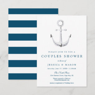 Nautical Navy Couples Shower Invitation Card