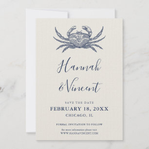 Nautical Navy Crab Save the Date Card