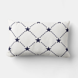Nautical Navy Dashes & Stars Lumbar Cushion