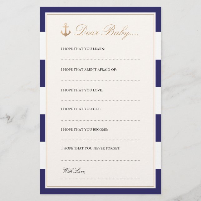 Nautical Navy | Dear Baby Cards (Front)