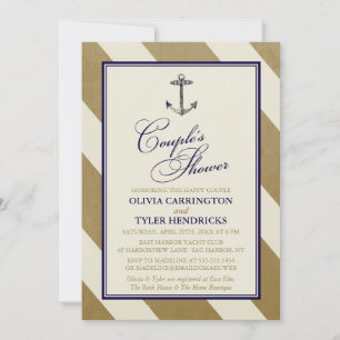 Nautical Navy & Gold Couple's Shower Invitation