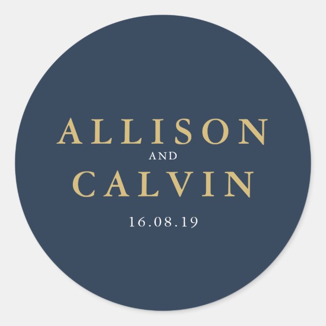 nautical navy & gold wedding sticker (Front)