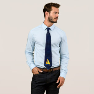 Nautical Navy Leather Pattern with Sailboat Tie