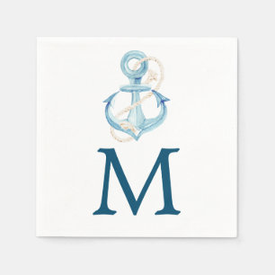 Nautical Navy Monogram Cocktail Napkin